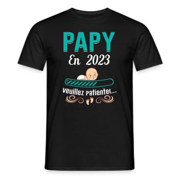 Papy En 2023 Cadeau Naissance Grossesse Humour - T-shirt homme - noir - Devant - AI Model Male 178 light (178cm)