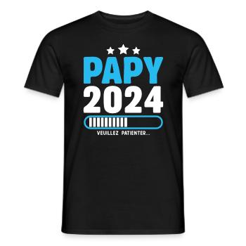 Papy 2024 Idée Cadeau Fête Des Pères Cool Annonce - T-shirt homme - noir - Devant - AI Model Male 178 light (178cm)