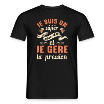 Super Beau-père Papa Idée Cadeau Fête Des Pères - T-shirt homme - noir - Devant - AI Model Male 178 light (178cm)