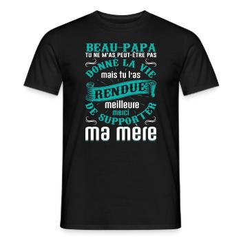 Beau-père Beau Papa Beaupère Beau-papa Amour Bonus - T-shirt homme - noir - Devant - AI Model Male 178 light (178cm)