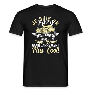 Papy Routier Cadeau Anniversaire Transport Route - T-shirt homme - noir - Devant - AI Model Male 178 light (178cm)