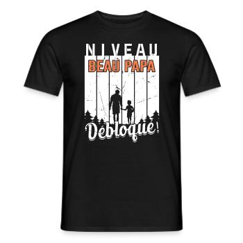 Niveau Beau-papa Débloqué Fête Des Pères Papa Dad - T-shirt homme - noir - Devant - AI Model Male 178 light (178cm)