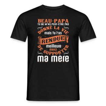 Beau-père Beau Papa Beaupère Beau-papa Amour Bonus - T-shirt homme - noir - Devant - AI Model Male 178 light (178cm)