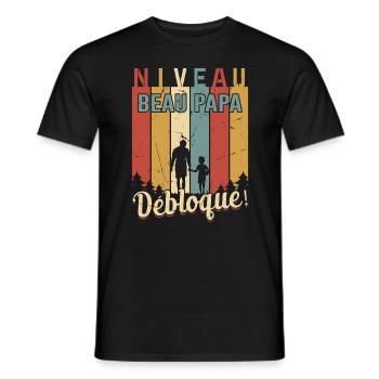 Niveau Beau-papa Débloqué Fête Des Pères Papa Dad - T-shirt homme - noir - Devant - AI Model Male 178 light (178cm)