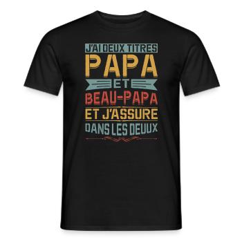 Papa Et Beau-papa Fête Des Pères Anniversaire Cool - T-shirt homme - noir - Devant - AI Model Male 178 light (178cm)