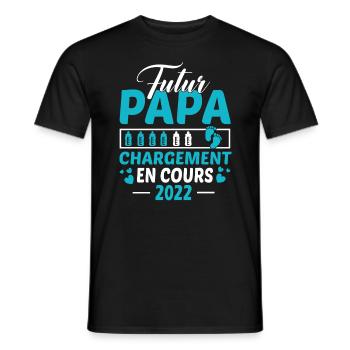 Futur Papa 2022 Idée Cadeau Annonce Grossesse - T-shirt homme - noir - Devant - AI Model Male 178 light (178cm)