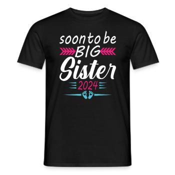 Bientôt Grande Sœur 2024 Cadeau Annonce Grossesse - T-shirt homme - noir - Devant - AI Model Male 178 light (178cm)