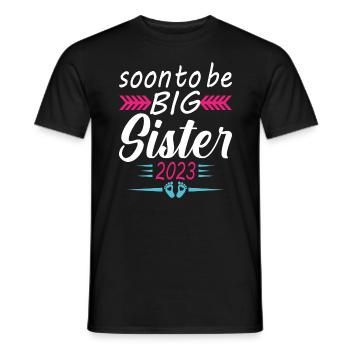 Bientôt Grande Sœur 2023 Cadeau Annonce Grossesse - T-shirt homme - noir - Devant - AI Model Male 178 light (178cm)