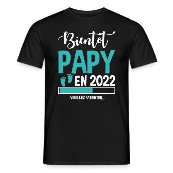 Bientôt Papy En 2022 Idée Cadeau Annonce Grossesse - T-shirt homme - noir - Devant - AI Model Male 178 light (178cm)