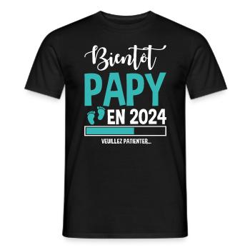 Bientôt Papy En 2024 Idée Cadeau Annonce Grossesse - T-shirt homme - noir - Devant - AI Model Male 178 light (178cm)