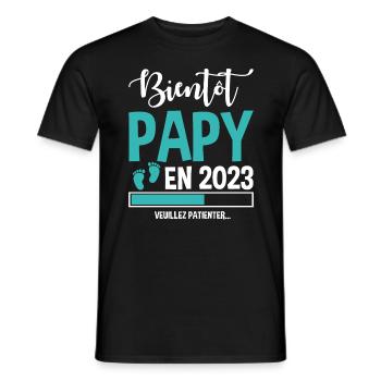 Bientôt Papy En 2023 Idée Cadeau Annonce Grossesse - T-shirt homme - noir - Devant - AI Model Male 178 light (178cm)
