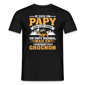 Papy Ours Plus Grognon Anniversaire Noël Cadeau - T-shirt homme - noir - Devant - AI Model Male 178 light (178cm)