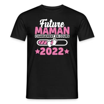 Future Maman 2022 Enceinte Idée Cadeau Amour Coeur - T-shirt homme - noir - Devant - AI Model Male 178 light (178cm)
