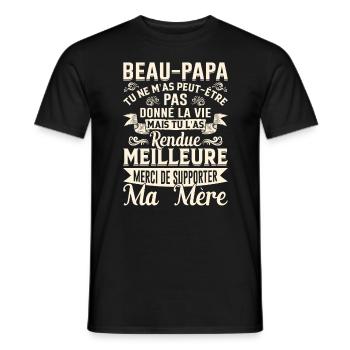 Beau-papa Beau-père Papa Bonus Fête Des Pères Noël - T-shirt homme - noir - Devant - AI Model Male 178 light (178cm)
