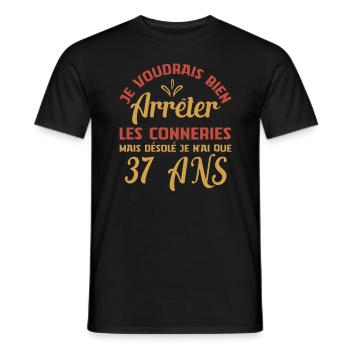 Je N'ai Que 37 Ans Anniversaire Cadeau Vintage Âge - T-shirt homme - noir - Devant - AI Model Male 178 light (178cm)