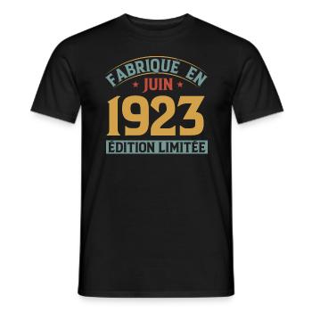 Fabriqué En Juin 1923 Anniversaire Cadeau Vintage - T-shirt homme - noir - Devant - AI Model Male 178 light (178cm)