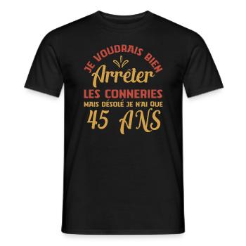 Je N'ai Que 45 Ans Anniversaire Cadeau Vintage Âge - T-shirt homme - noir - Devant - AI Model Male 178 light (178cm)