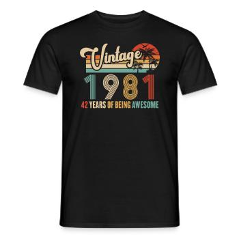 Vintage Année 1981 Anniversaire 42 Ans Idée Cadeau - T-shirt homme - noir - Devant - AI Model Male 178 light (178cm)