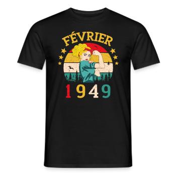 Février 1949 anniversaire idée cadeau vintage 1949 - T-shirt homme - noir - Devant - AI Model Male 178 light (178cm)