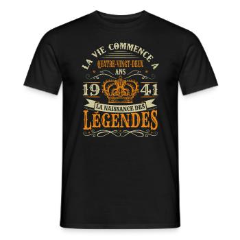 82 Ans 1941 Joyeux Anniversaire Vintage Perfection - T-shirt homme - noir - Devant - AI Model Male 178 light (178cm)