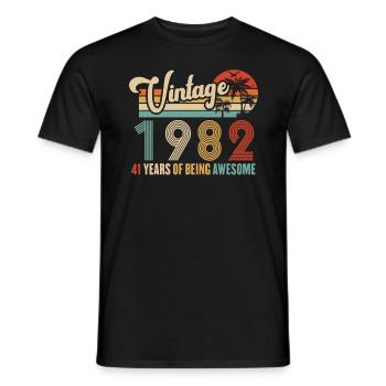Vintage Year 1982 Anniversary 41 Years Gift Idea - Men's T-Shirt - black - Front - AI Model Male 178 light (178cm)