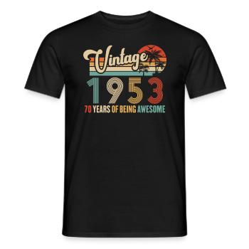 Vintage Year 1953 Anniversary 70 Years Gift Idea - Men's T-Shirt - black - Front - AI Model Male 178 light (178cm)