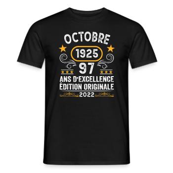 Octobre 1925 97 Ans Anniversaire Idée Cadeau Rétro - T-shirt homme - noir - Devant - AI Model Male 178 light (178cm)