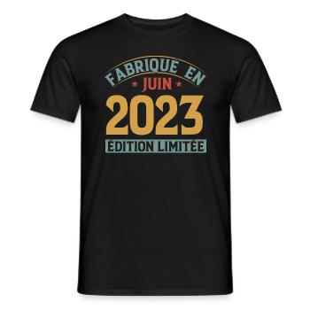 Fabriqué En Juin 2023 Anniversaire Cadeau Vintage - T-shirt homme - noir - Devant - AI Model Male 178 light (178cm)