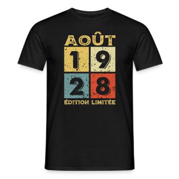Août 1928 Original Idée Cadeau Anniversaire - T-shirt homme - noir - Devant - AI Model Male 178 light (178cm)