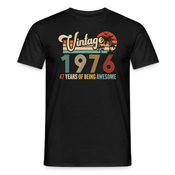 Vintage Année 1976 Anniversaire 47 Ans Idée Cadeau - T-shirt homme - noir - Devant - AI Model Male 178 light (178cm)