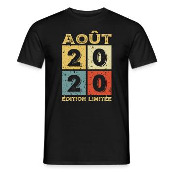 Août 2020 Original Idée Cadeau Anniversaire - T-shirt homme - noir - Devant - AI Model Male 178 light (178cm)