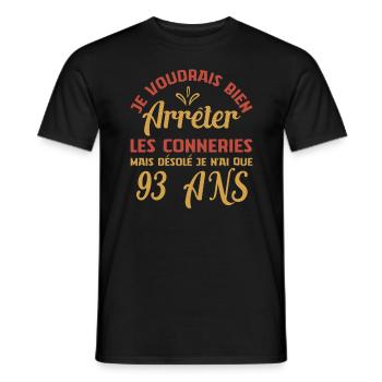 Je N'ai Que 93 Ans Anniversaire Cadeau Vintage Âge - T-shirt homme - noir - Devant - AI Model Male 178 light (178cm)