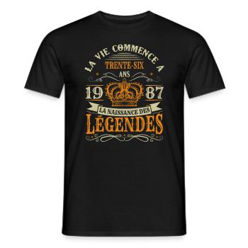 36 Ans 1987 Joyeux Anniversaire Vintage Perfection - T-shirt homme - noir - Devant - AI Model Male 178 light (178cm)