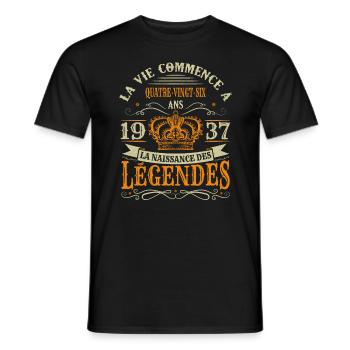 86 Ans 1937 Joyeux Anniversaire Vintage Perfection - T-shirt homme - noir - Devant - AI Model Male 178 light (178cm)