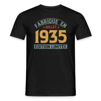 Fabriqué En Juillet 1935 Anniversaire Vintage 1935 - T-shirt homme - noir - Devant - AI Model Male 178 light (178cm)