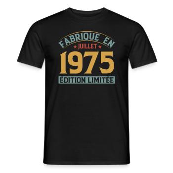 Fabriqué En Juillet 1975 Anniversaire Vintage 1975 - T-shirt homme - noir - Devant - AI Model Male 178 light (178cm)