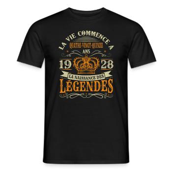 95 Ans 1928 Joyeux Anniversaire Vintage Perfection - T-shirt homme - noir - Devant - AI Model Male 178 light (178cm)