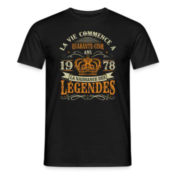 45 Ans 1978 Joyeux Anniversaire Vintage Perfection - T-shirt homme - noir - Devant - AI Model Male 178 light (178cm)