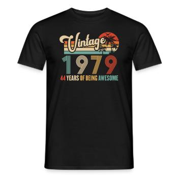 Vintage Year 1979 Anniversary 44 Years Gift Idea - Men's T-Shirt - black - Front - AI Model Male 178 light (178cm)