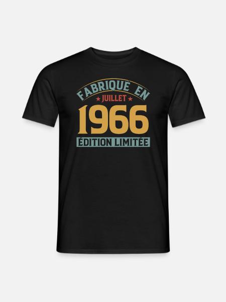 Fabriqué En Juillet 1966 Anniversaire Vintage 1966 - T-shirt homme - noir