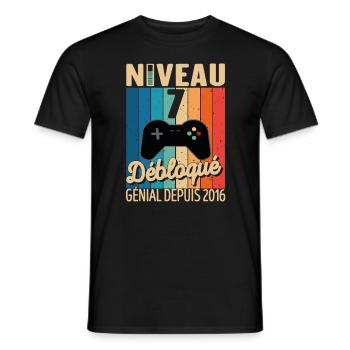 7 Ans 2016 Anniversaire Cadeau Citation Gamer - T-shirt homme - noir - Devant - AI Model Male 178 light (178cm)