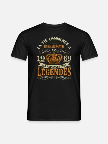 54 Ans 1969 Joyeux Anniversaire Vintage Perfection - T-shirt homme - noir