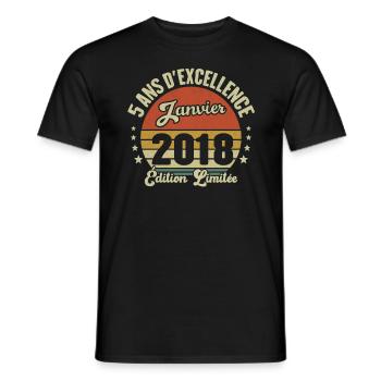 5 Ans Janvier 2018 Anniversaire Vintage Cadeau - T-shirt homme - noir - Devant - AI Model Male 178 light (178cm)