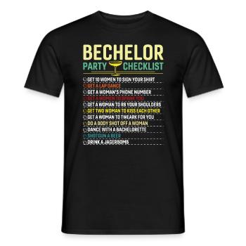 Checkliste für das Bechlor Festival - Männer T-Shirt - Schwarz - Vorne - AI Model Male 178 light (178cm)