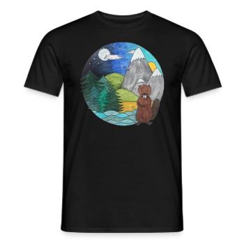 Paysage Castor Raton laveur Extérieur Amoureux de la nature - T-shirt homme - noir - Devant - AI Model Male 178 light (178cm)