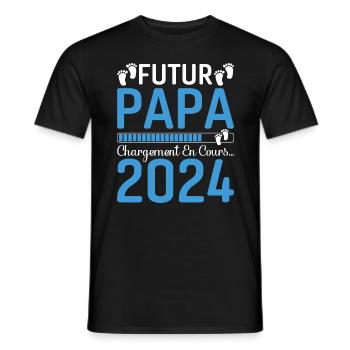 Futur Papa 2024 Père Idée Cadeau Fête Des Pères - T-shirt homme - noir - Devant - AI Model Male 178 light (178cm)