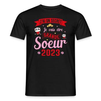 Je Vais Être Grande Sœur 2023 - T-shirt homme - noir - Devant - AI Model Male 178 light (178cm)