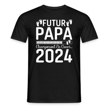 Futur Papa 2024 Père Idée Cadeau Fête Des Pères - T-shirt homme - noir - Devant - AI Model Male 178 light (178cm)