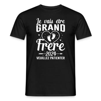 Je Vais Être Grand Frère 2024 - T-shirt homme - noir - Devant - AI Model Male 178 light (178cm)