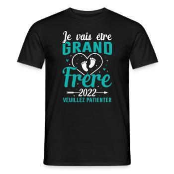 Je Vais Être Grand Frère 2022 - T-shirt homme - noir - Devant - AI Model Male 178 light (178cm)